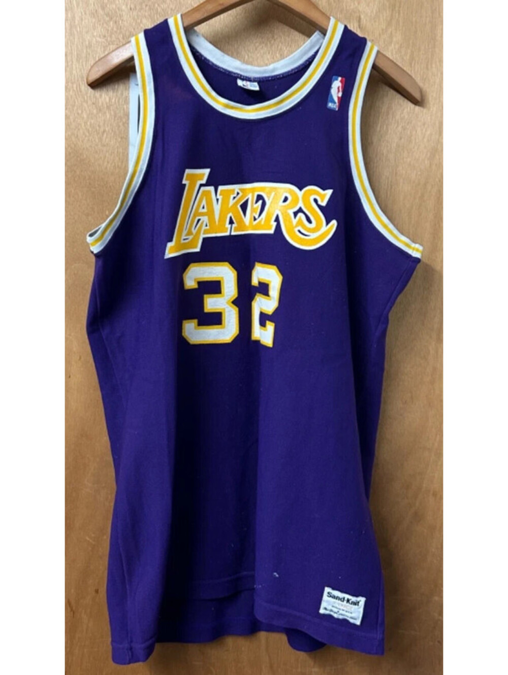 Mens LA Lakers authentic jersey by Sand Knit - #32